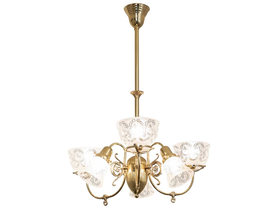 Revival 6-Light Chandelier in Polished Brass with Clear Glass Shades