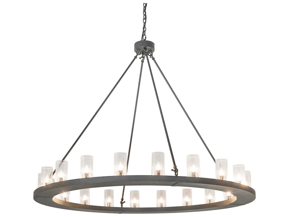 20-Light Loxley Cylinder Chandelier in Charred Iron Gray