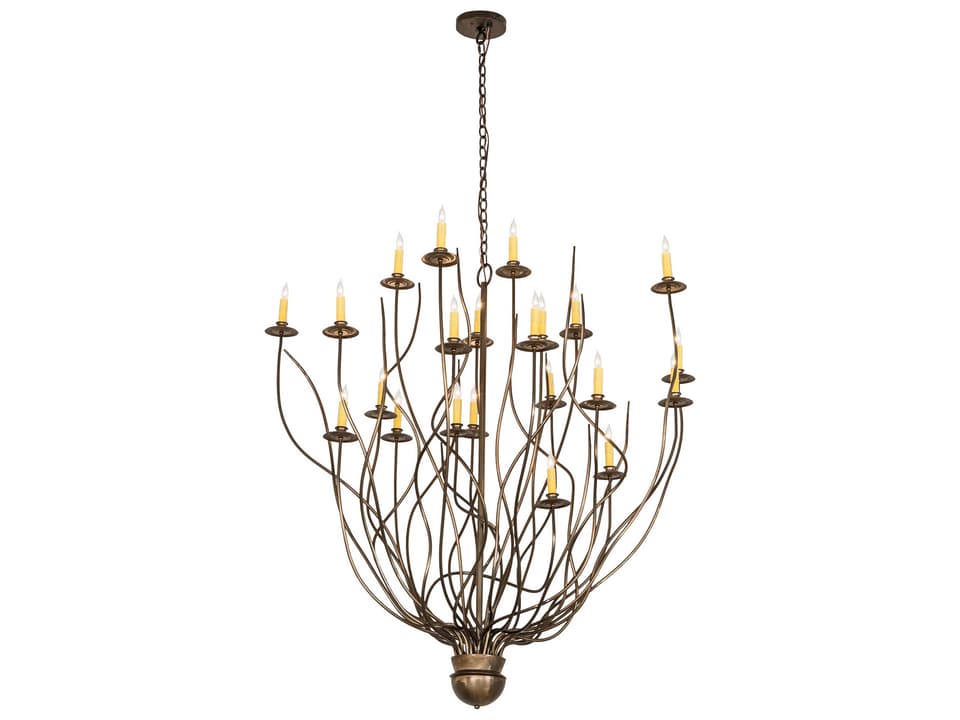 Sycamore 22-Light Antique Copper Chandelier with Faux Candlelights