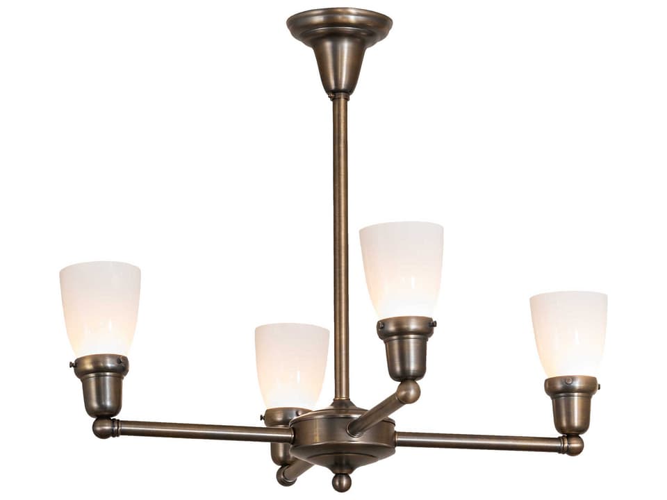 Revival Oyster Bay 4-Light Antique Brass Chandelier with Antique White Glass