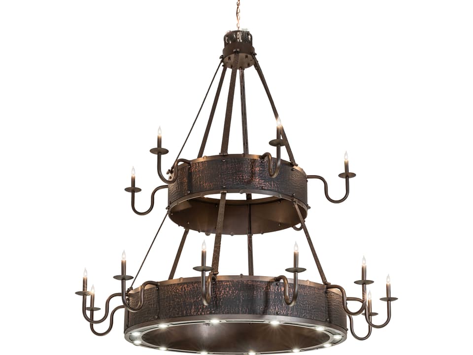 Costello 12-Light Tyler Bronze & Blackened Textured Copper Traditional Tiered Chandelier