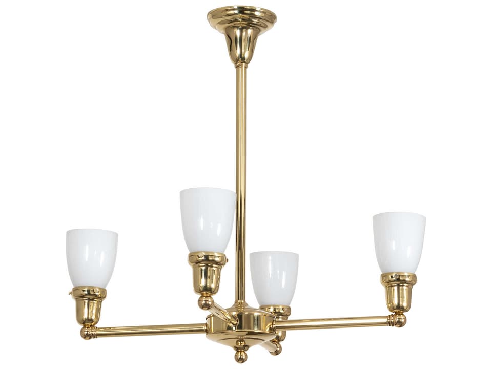 Revival Oyster Bay 4-Light Polished Brass Chandelier with Antique White Glass