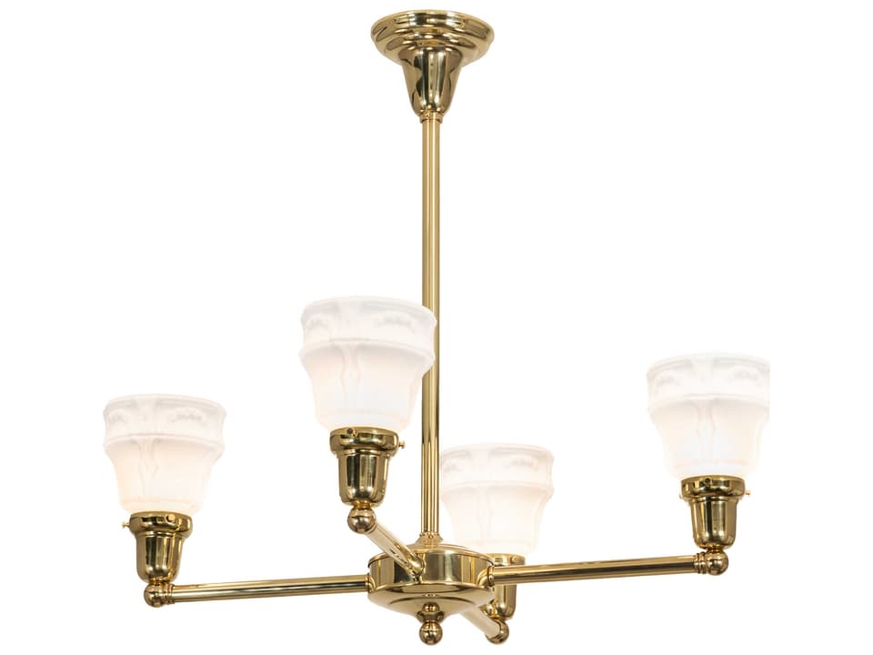 Revival Garland 4-Light Chandelier in Polished Brass with Wreath Glass