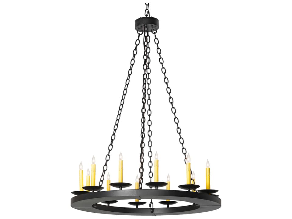Loxley 12-Light Textured Black Chandelier with Ivory Faux Candlelights