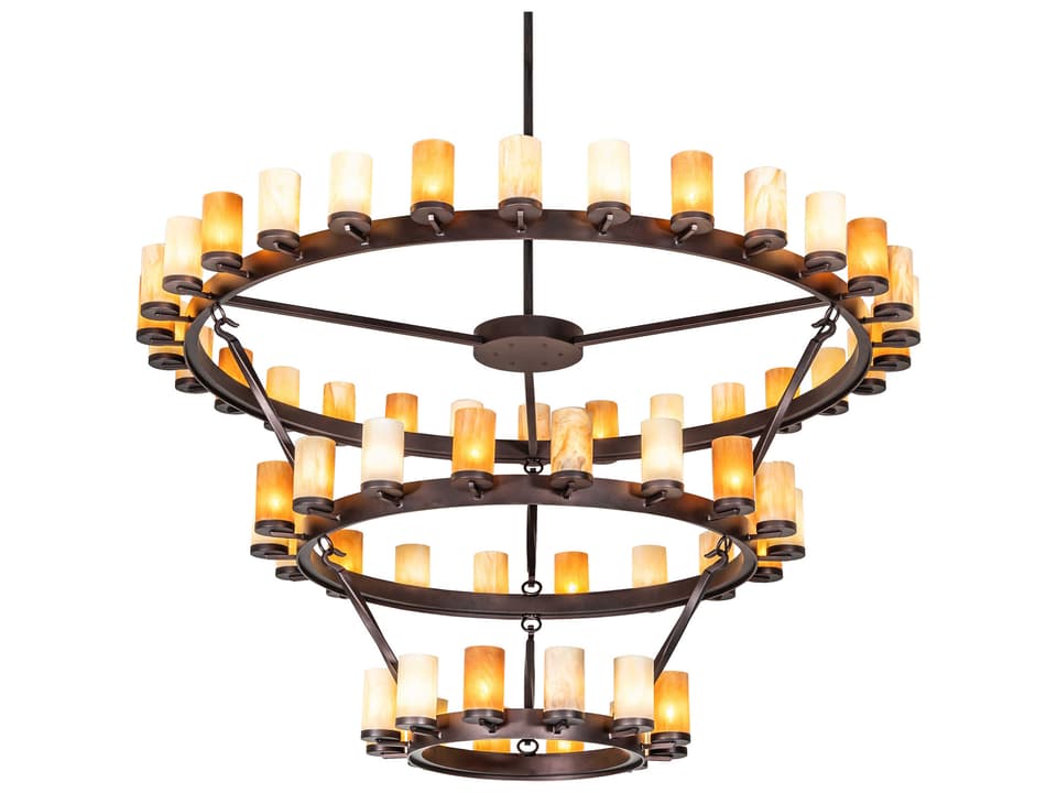 Noziroh Ring 60-Light Chandelier Mahogany Bronze with Idalight Shades