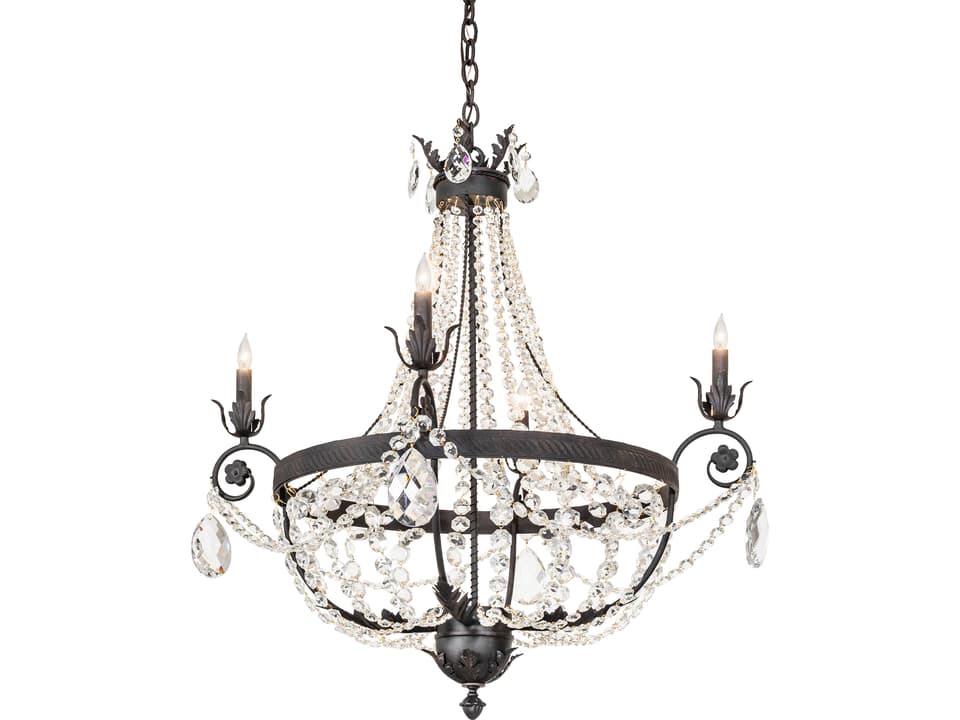 Antonia 4-Light Traditional Chandelier in Chestnut Brown with Crystal Accents