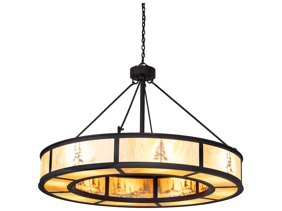 Tall Pines 8-Light Outdoor Hanging Pendant Light in Copper Metallic Black Cherry