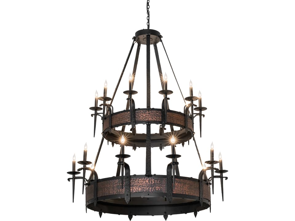 Costello 20-Light Flat Black Textured Copper Traditional Tiered Chandelier