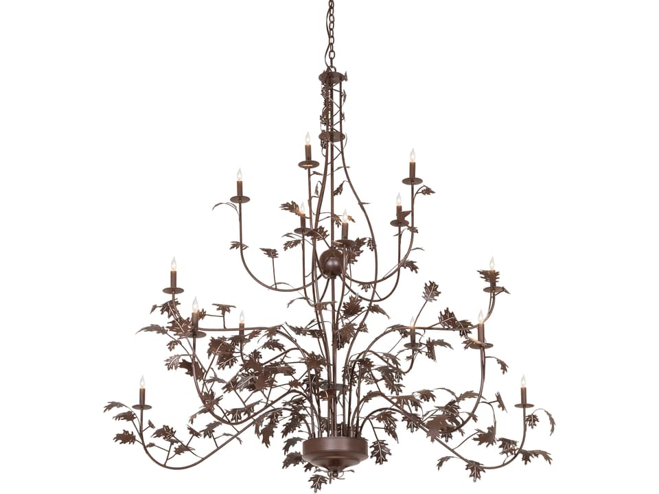 Oak Leaf 15-Light Traditional Tiered Chandelier in Cafe Noir