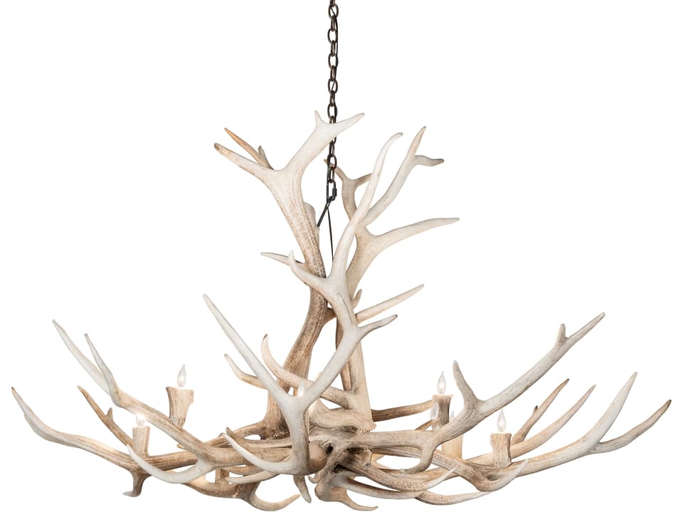 Antlers 8-Light Bleached Antler Chandelier in Off White