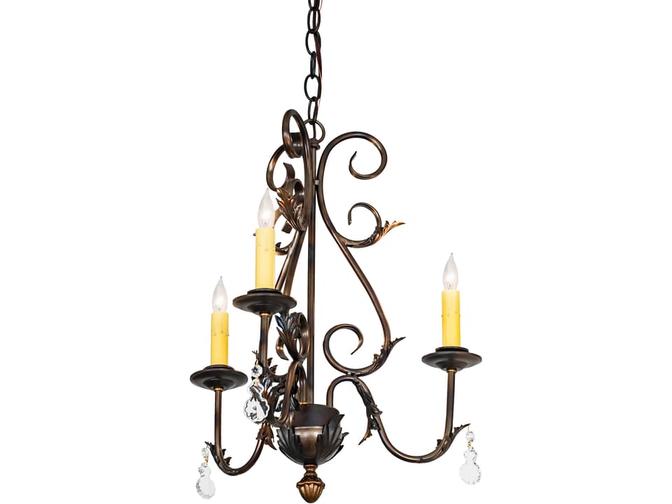 French Elegance 3-Light Chandelier in Light Burnished Antique Copper