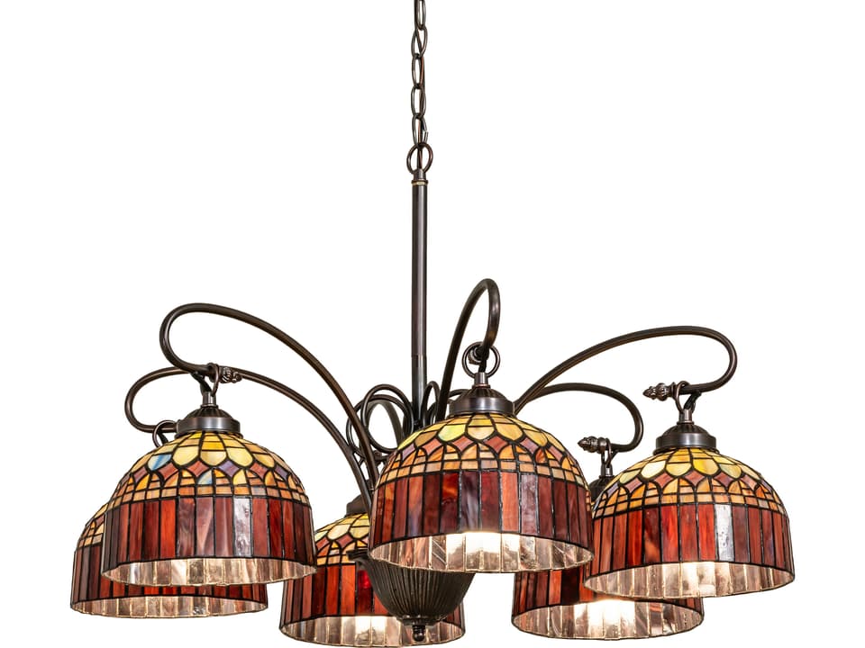 Tiffany Candice 6-Light Red Chandelier in Mahogany Bronze