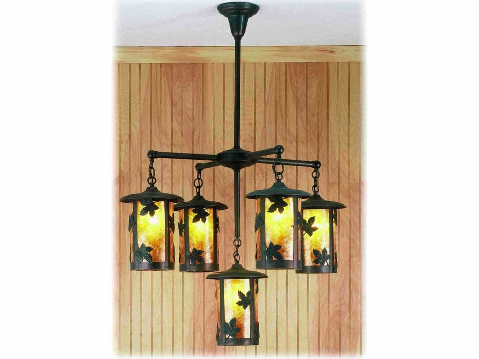Fulton 5-Light Craftsman Brown Traditional Lantern Chandelier