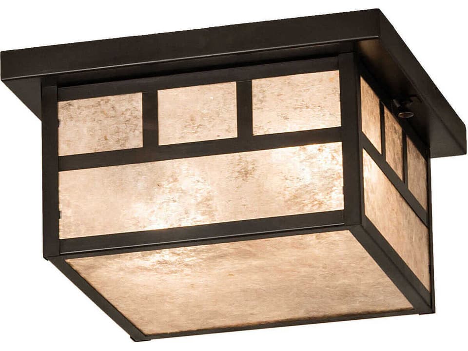 Hyde Park T-Mission 2-Light Outdoor Flush Mount Ceiling Light in Craftsman Brown