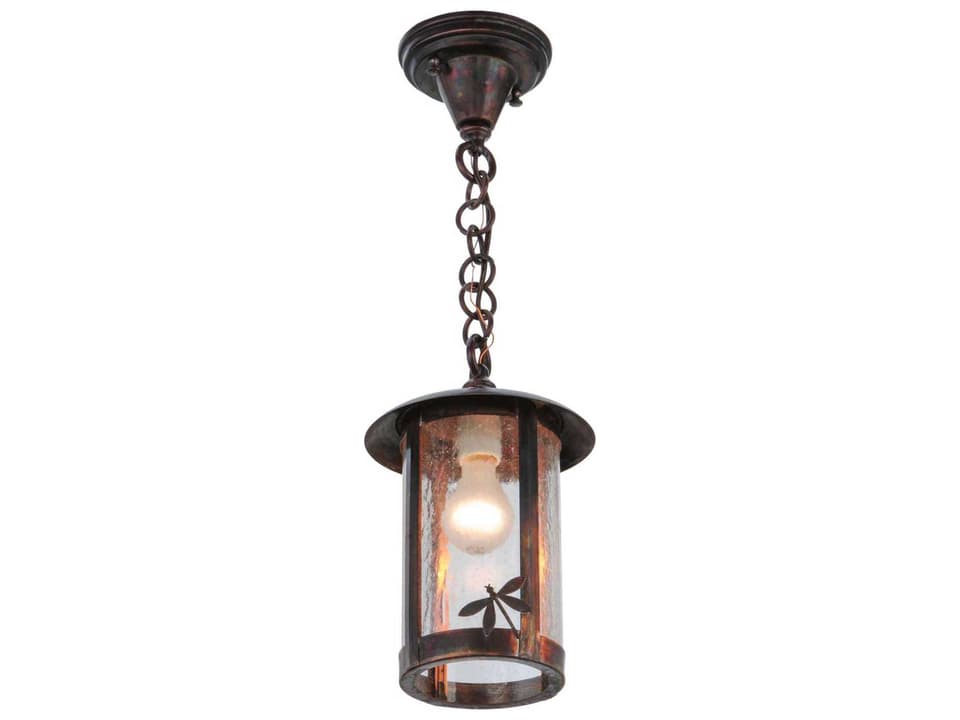 Fulton Dragonfly 1-Light Outdoor Hanging Light in Vintage Copper