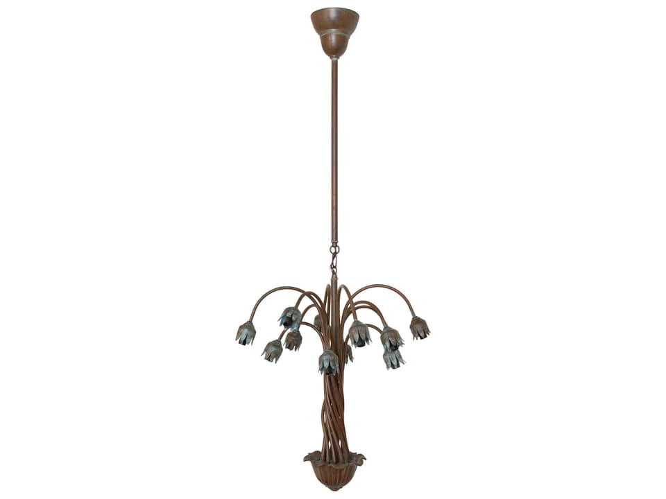 Lily 12-Light Traditional Chandelier in Natural Bronze Verdigris