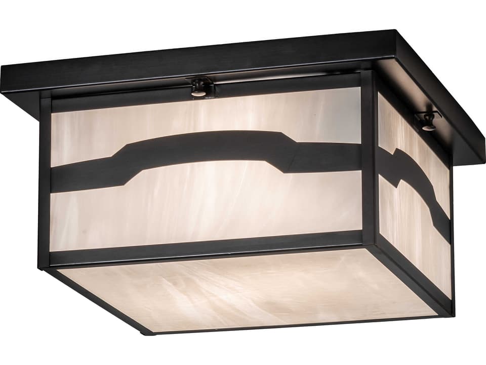 Hyde Park 2-Light Outdoor Flush Mount Ceiling Light in Craftsman Brown