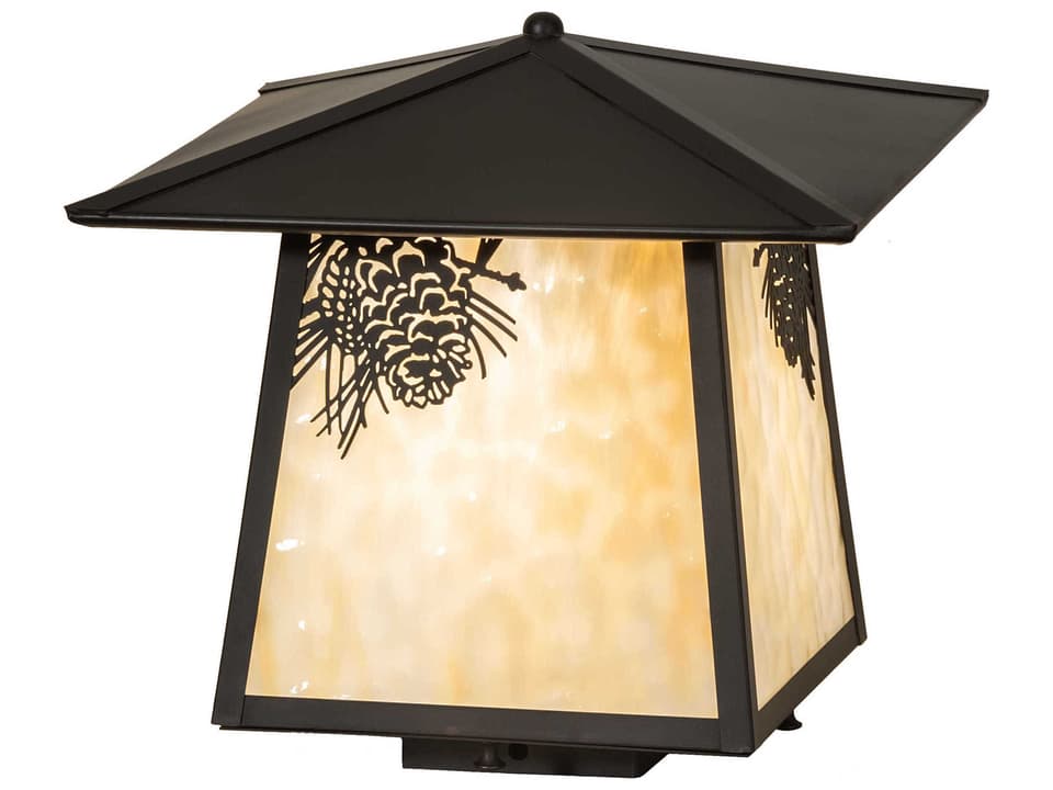 Tiffany Stillwater 1-Light Outdoor Post Cap Light in Craftsman Brown