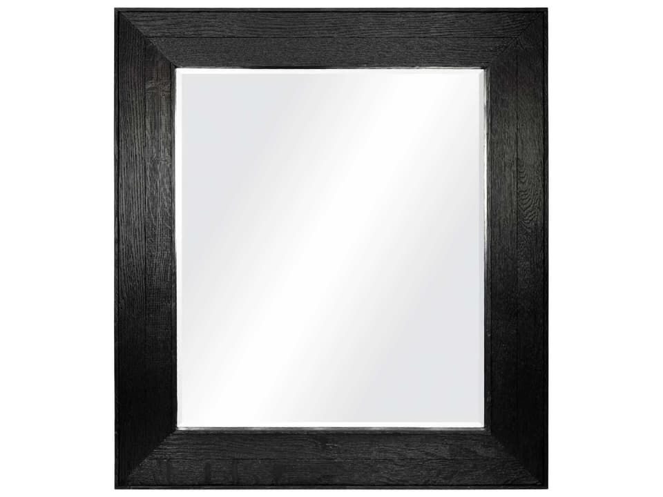 Vintner's Rectangular Wall Mirror in Noir with Reclaimed Oak Frame