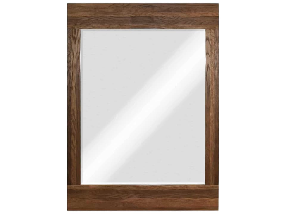 Winemaker Cask Oak Rectangular Wall Mirror with Beveled Glass