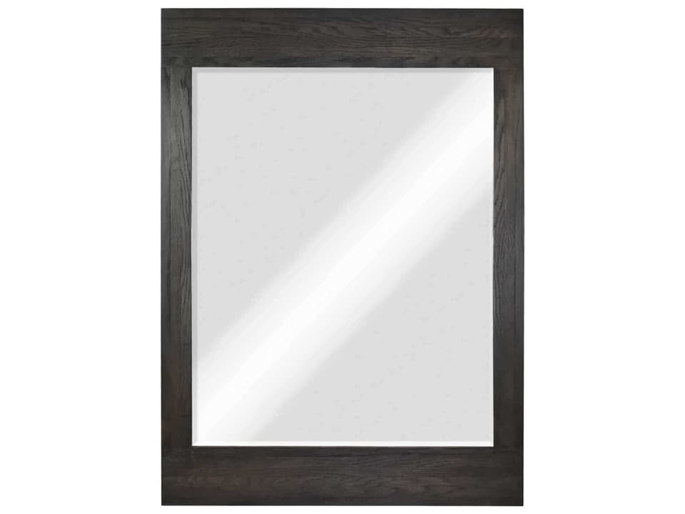 Winemaker Rectangular Wall Mirror Charred Oak with Beveled Glass