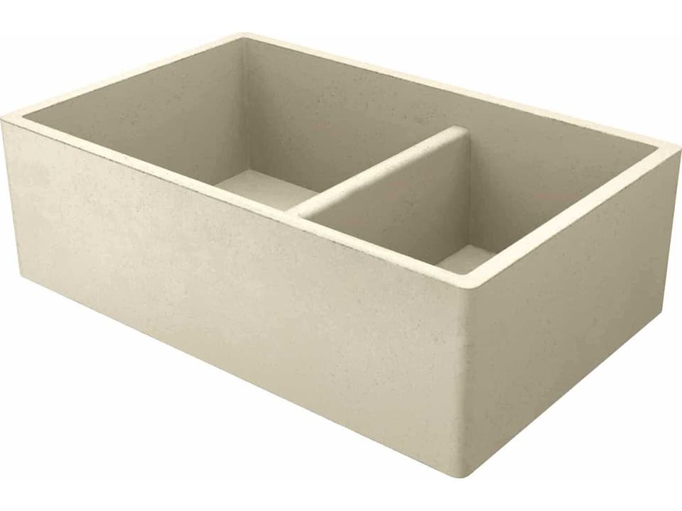 Farmhouse Double Bowl NativeStone Apron Front Kitchen Sink in Sand