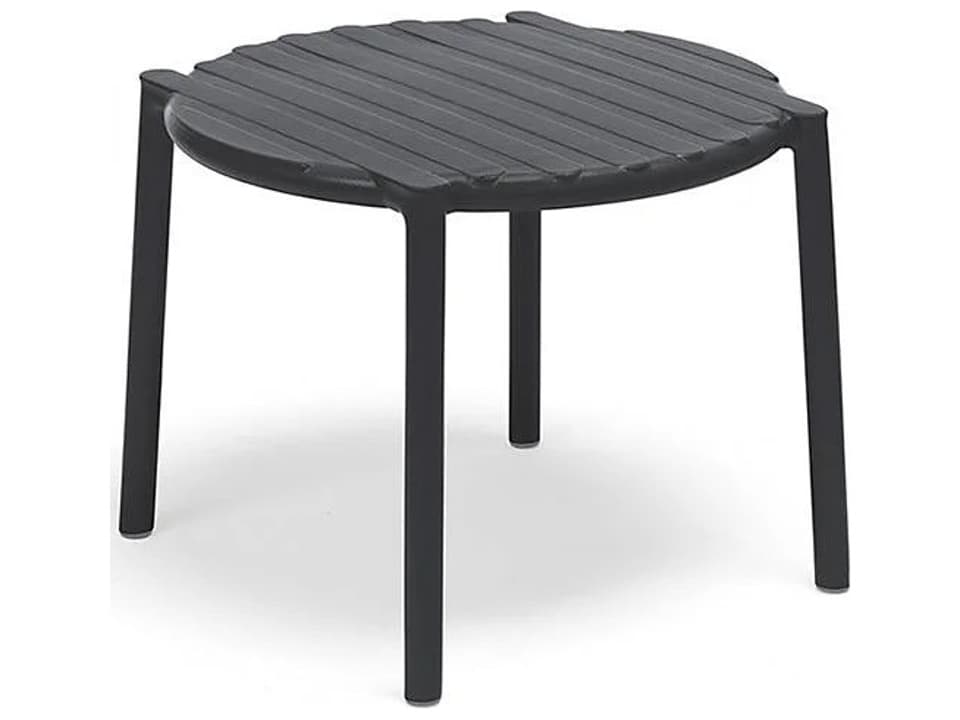 Doga Round Outdoor End Table in Anthracite Fiberglass Resin