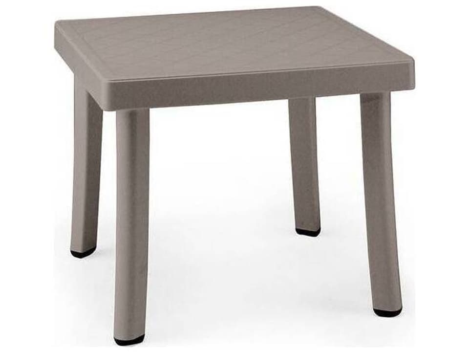 Rodi Square Outdoor Side Table in Tortora Fiberglass Resin