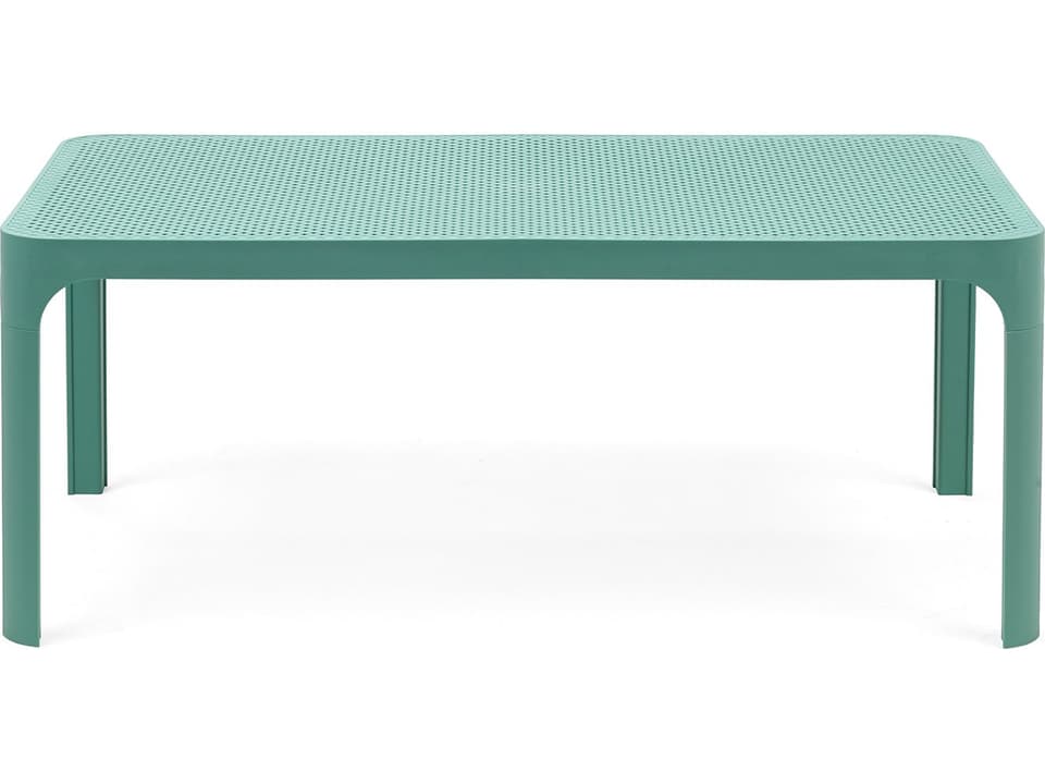 Net 100 Rectangular Fiberglass Resin Coffee Table in Salice Green