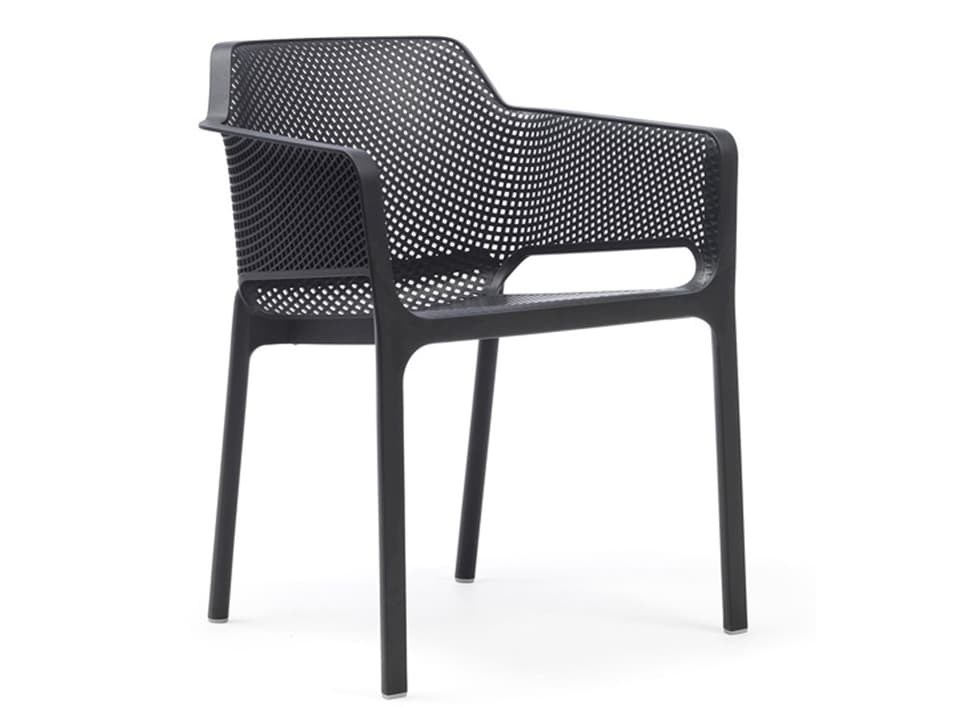 NET Resin Antracite Stackable Outdoor Dining Arm Chair