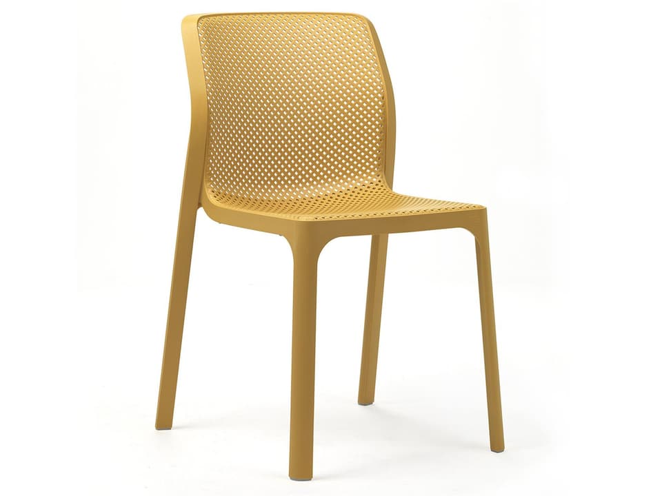 Bit Resin Senape Stackable Outdoor Patio Dining Side Chair