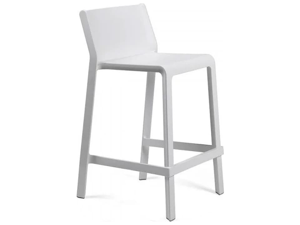 Trill Stackable Counter Stool Mini in Matte White Fiberglass Resin by Raffaello Galiotto