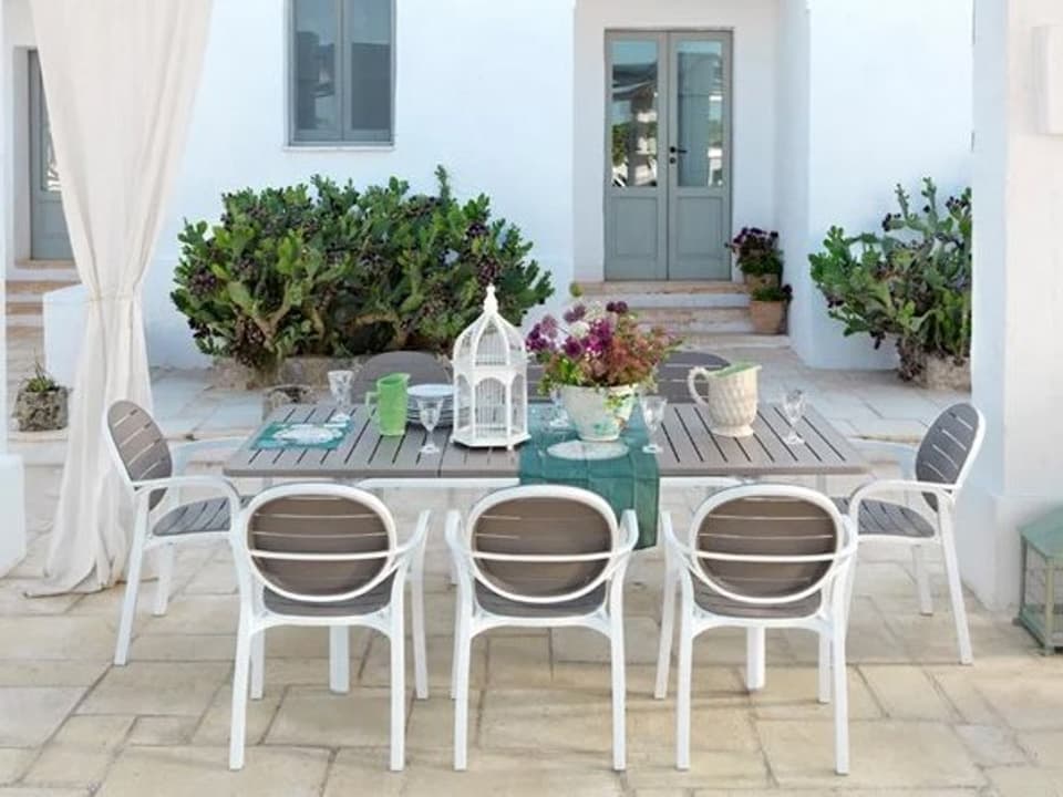 Palma Resin Bianco / Tortora Outdoor Patio Dining Set