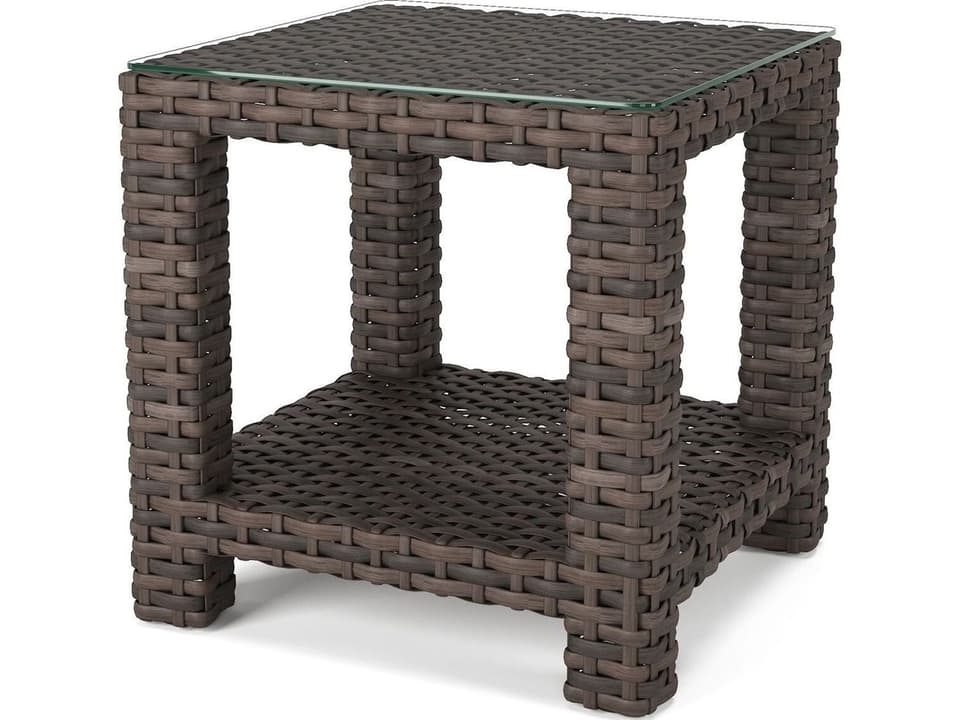 Cavalier Square Wicker End Table with Bottom Shelf in Rye
