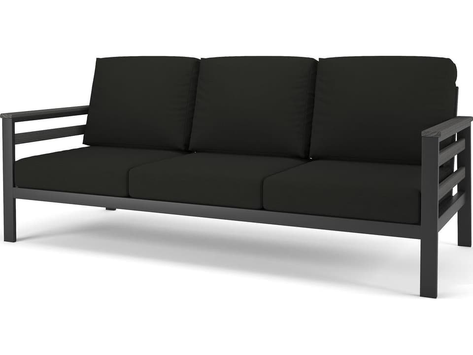 Hanover Slat Dark Gray Frame 3 Seater Sofa in Coastal Gray Tangent Arms and Side Slats