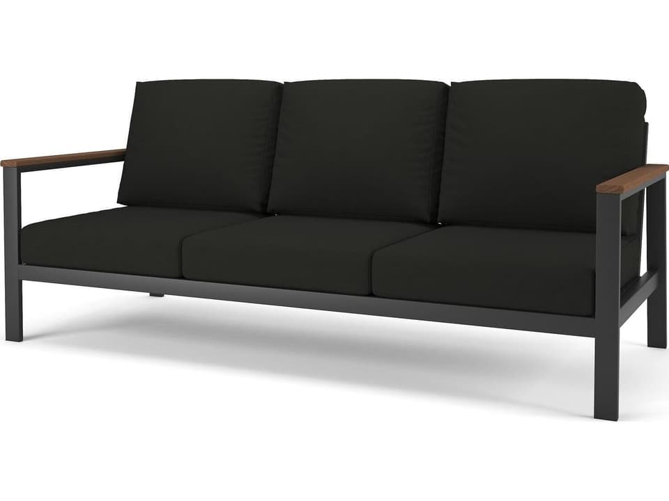 Hanover Slat Dark Gray Frame 3 Seater Sofa in Antique Mahagony Tangent Arms