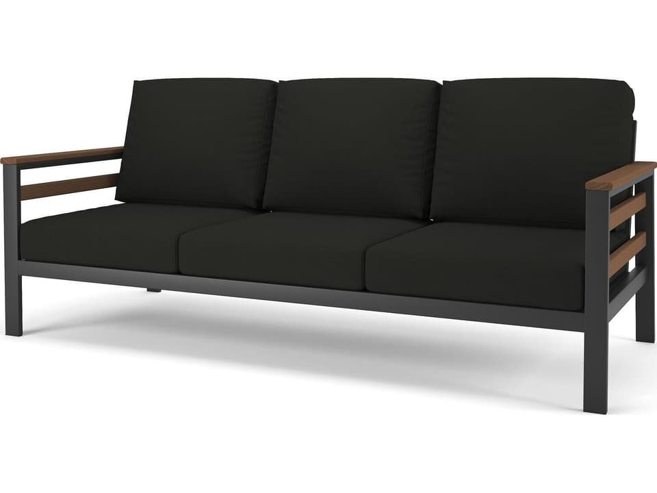 Hanover Slat Dark Gray Frame 3 Seater Sofa in Antique Mahagony Tangent Arms and Side Slats