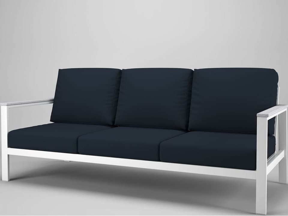 Hanover Slat White 3 Seater Sofa in Seashell Tangent Arms