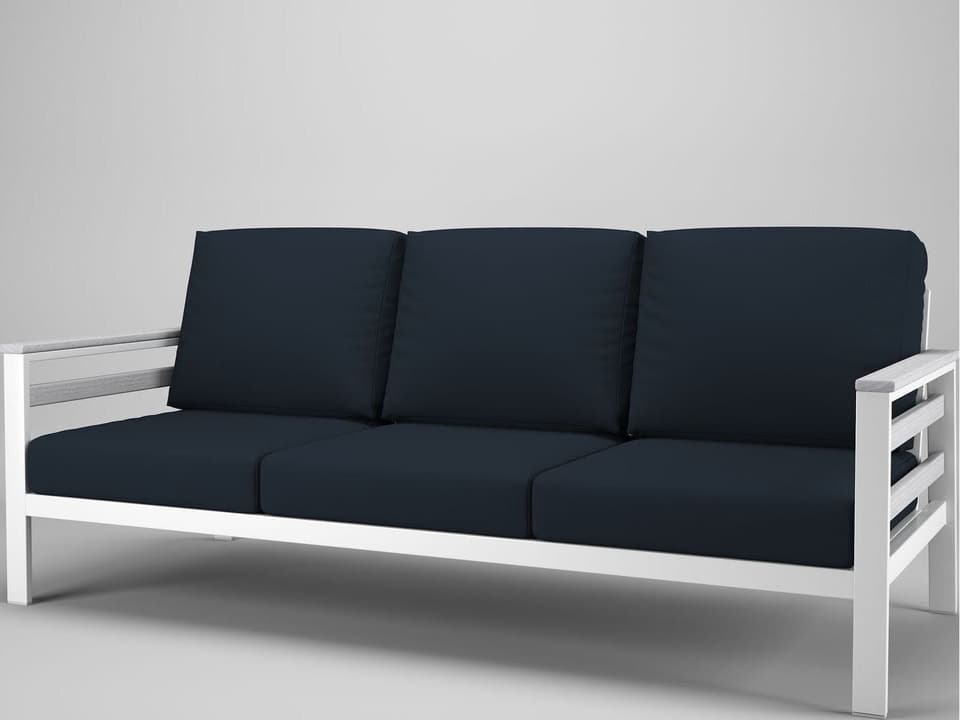 Hanover Slat White 3 Seater Sofa in Seashell Tangent Arms and Side Slats
