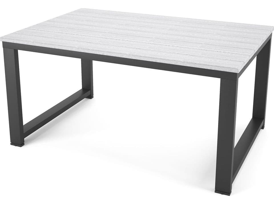 Hanover Slat Dark Gray Slat Rectangle Coffee Table in Seashell Tangent Top