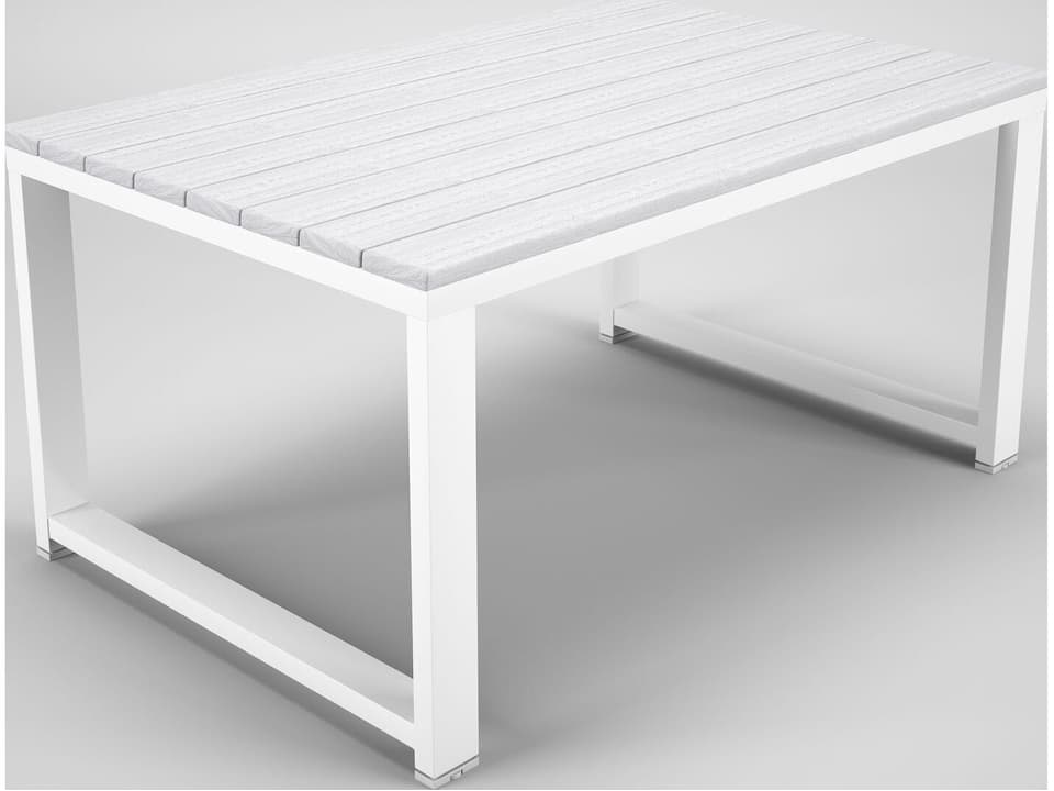Hanover Slat White Slat Rectangle Coffee Table in Seashell Tangent Top