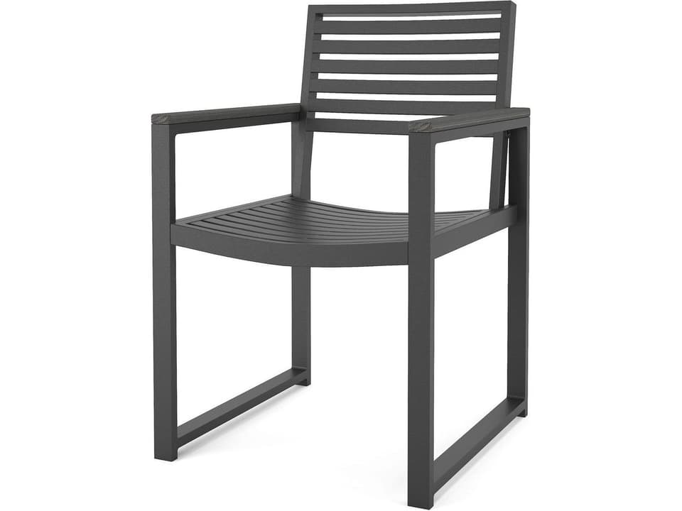 Hanover Aluminum Dining Armchair Dark Gray with Coastal Gray Arms