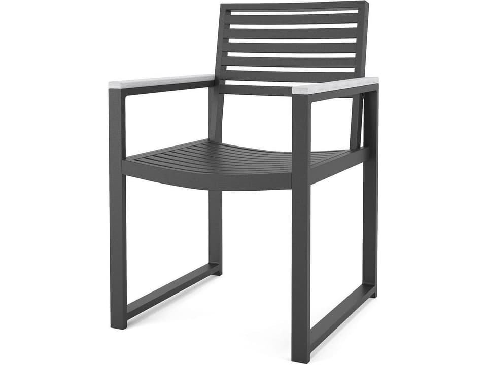 Hanover Dining Chair with PolyTuf Arms Dark Gray Frame in Seashell
