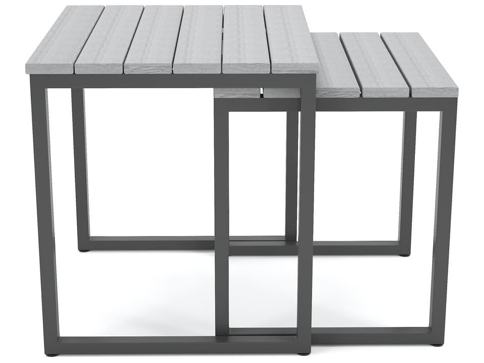 Hanover Slat Aluminum Brown Nesting Tables