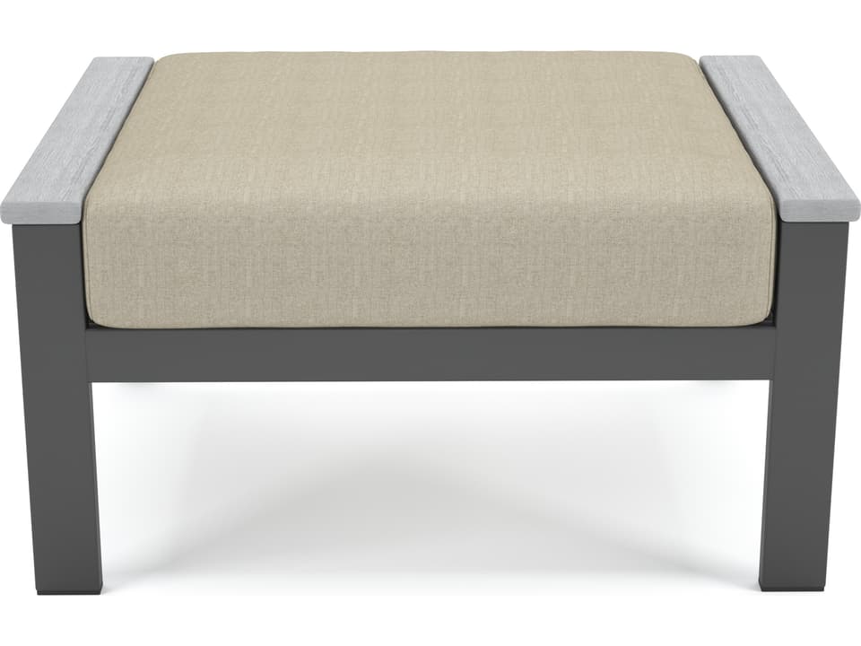 Hanover Slat Aluminum Gray Ottoman with PolyTuf Arm