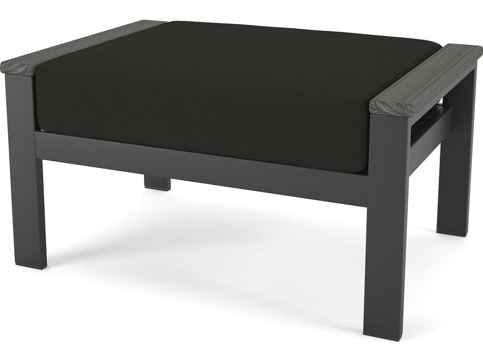 Hanover Slat Dark Gray Rectangle Ottoman in Coastal Gray Tangent Arms