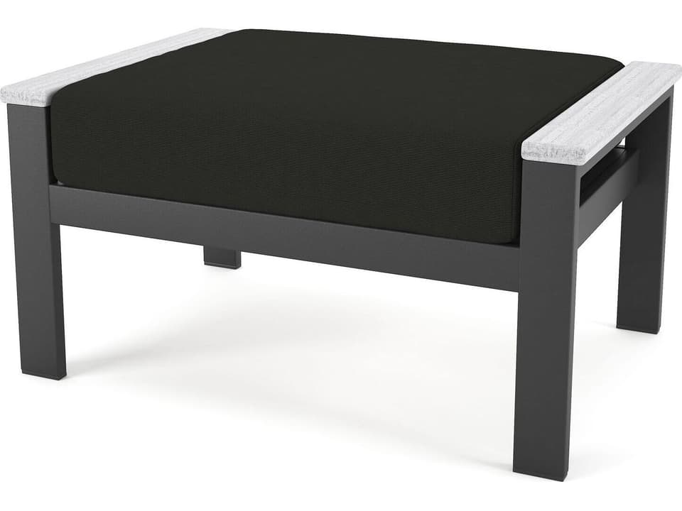 Hanover Slat Dark Gray  Rectangle Ottoman in Seashell Tangent Arms