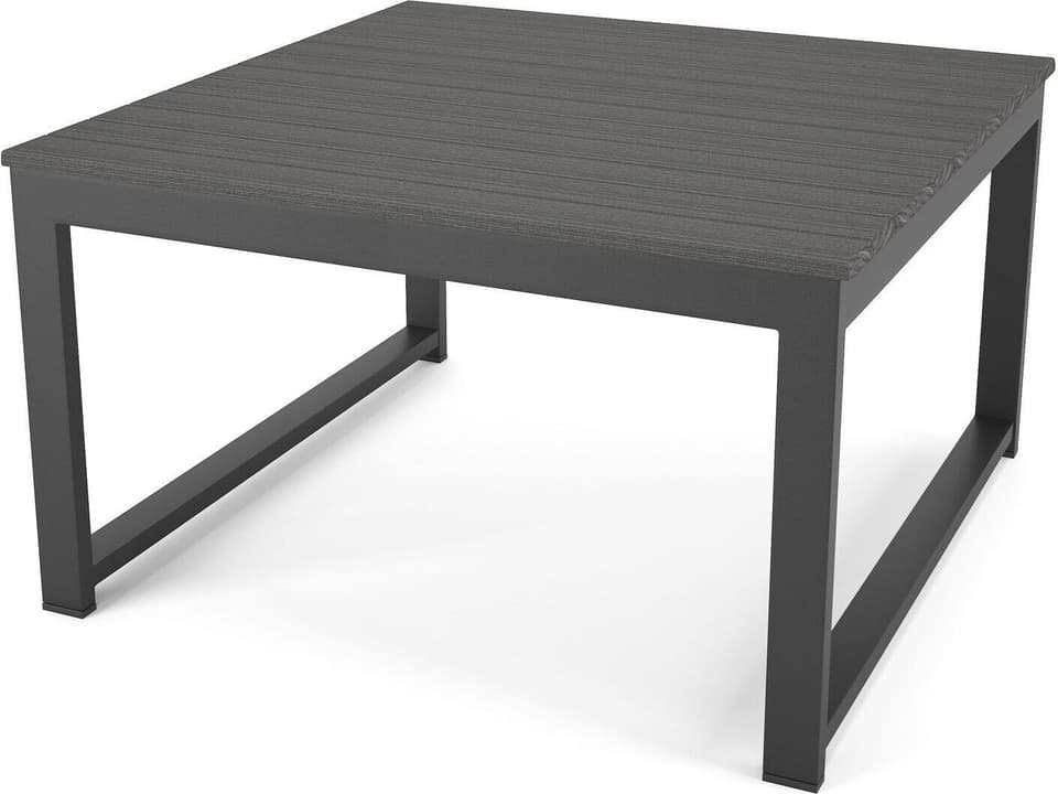 Hanover Slat Dark Gray Aluminum Corner Table with Coastal Gray PolyTuf Top