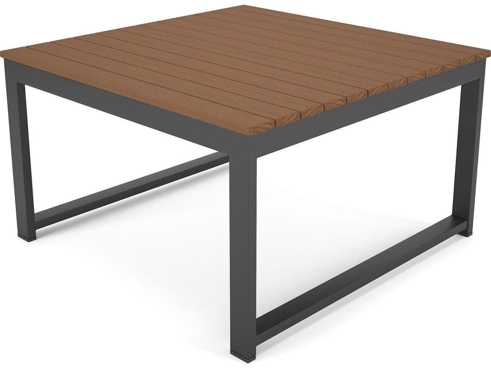 Hanover Slat Dark Gray Corner Table with Antique Mahogany PolyTuf Top