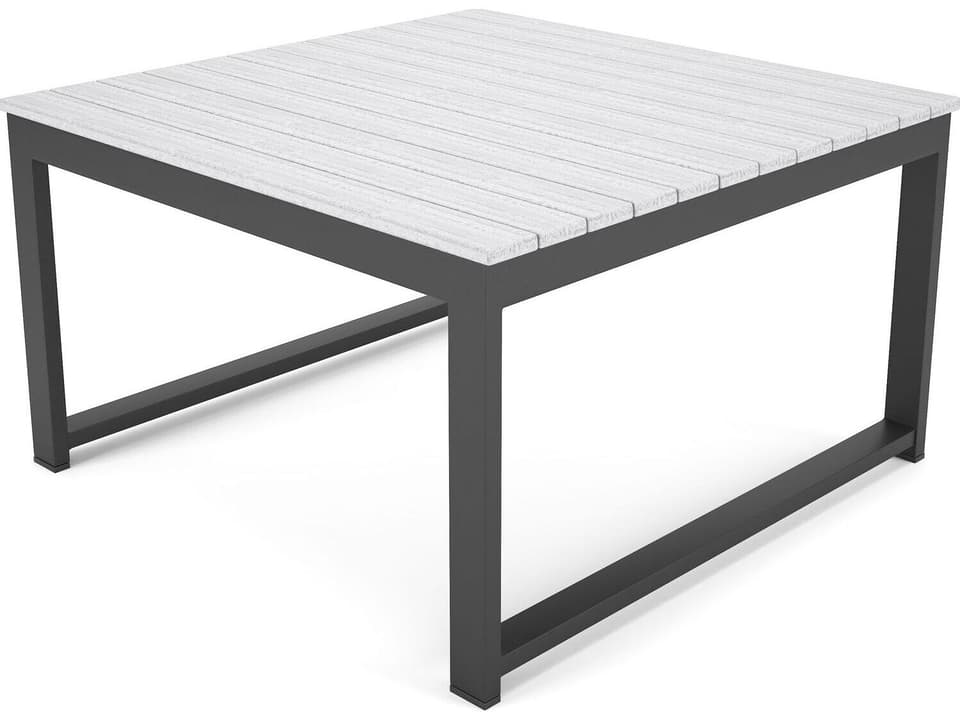 Hanover Slat Dark Gray Corner Table in Seashell Tangent Top